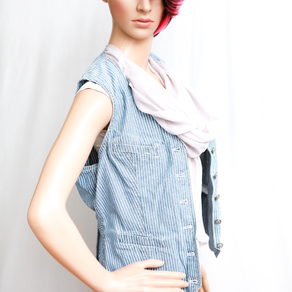 Ralph Lauren Pinstripe Denim 90s Vest